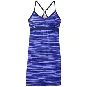Athleta Shorebreak Swim Dress Swimsuit Blue Stripes Size Medium